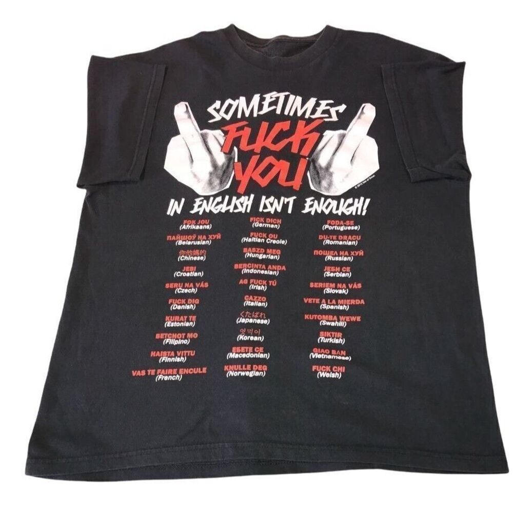 Isle of Vintage Men Tee T-shirt Short Sleeve Black Large 2012 Grunge Used Good - Picture 2 of 6